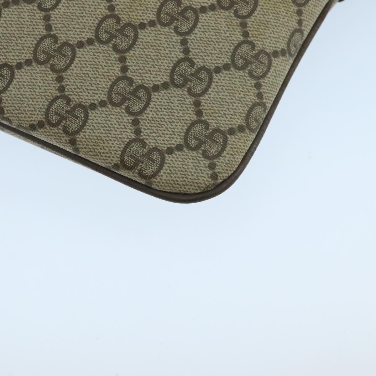 GUCCI GG Supreme Web Sherry Line Shoulder Bag Beige 904 02 047 Auth 106473