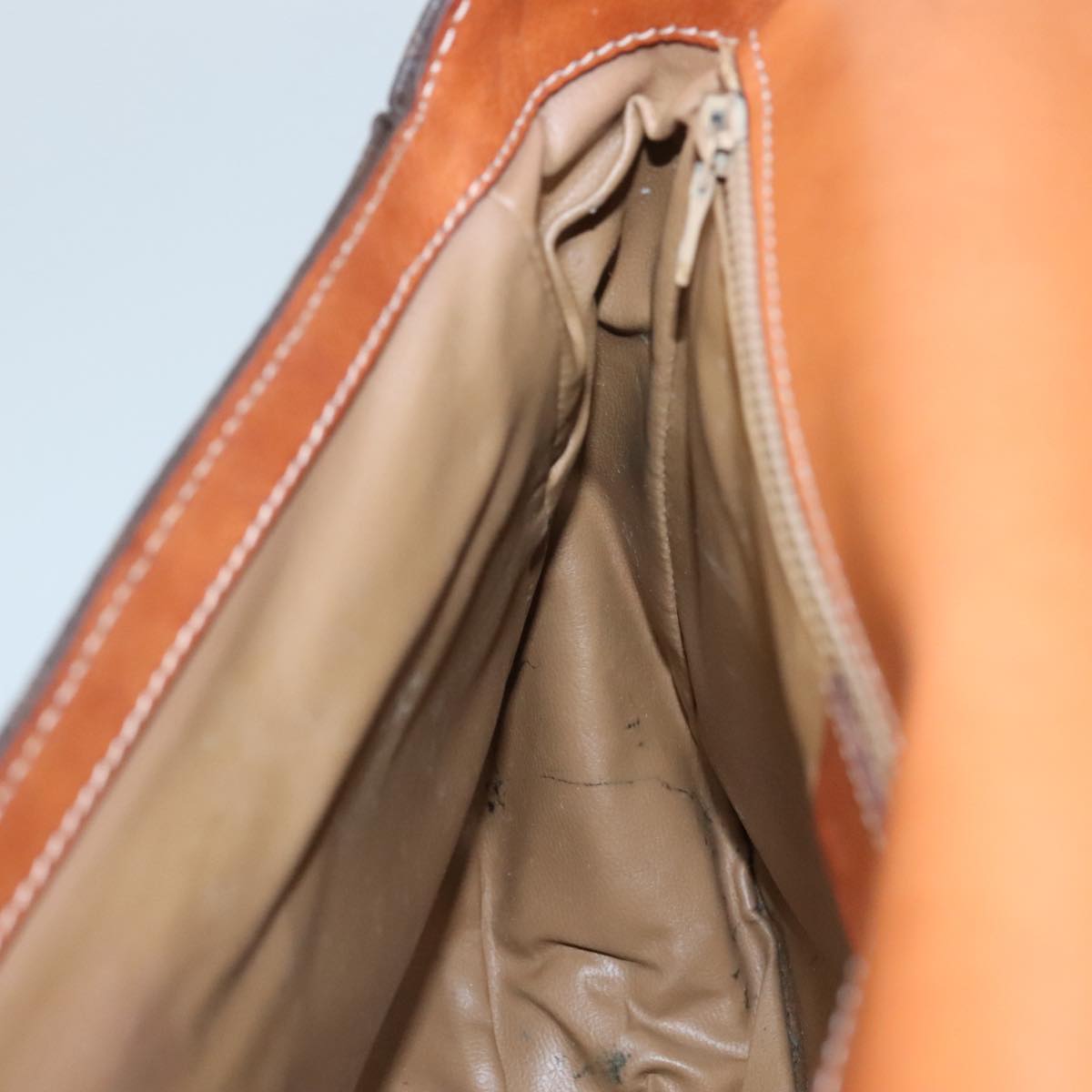 CELINE Macadam Canvas Shoulder Bag PVC Leather Brown Gold Auth 106514