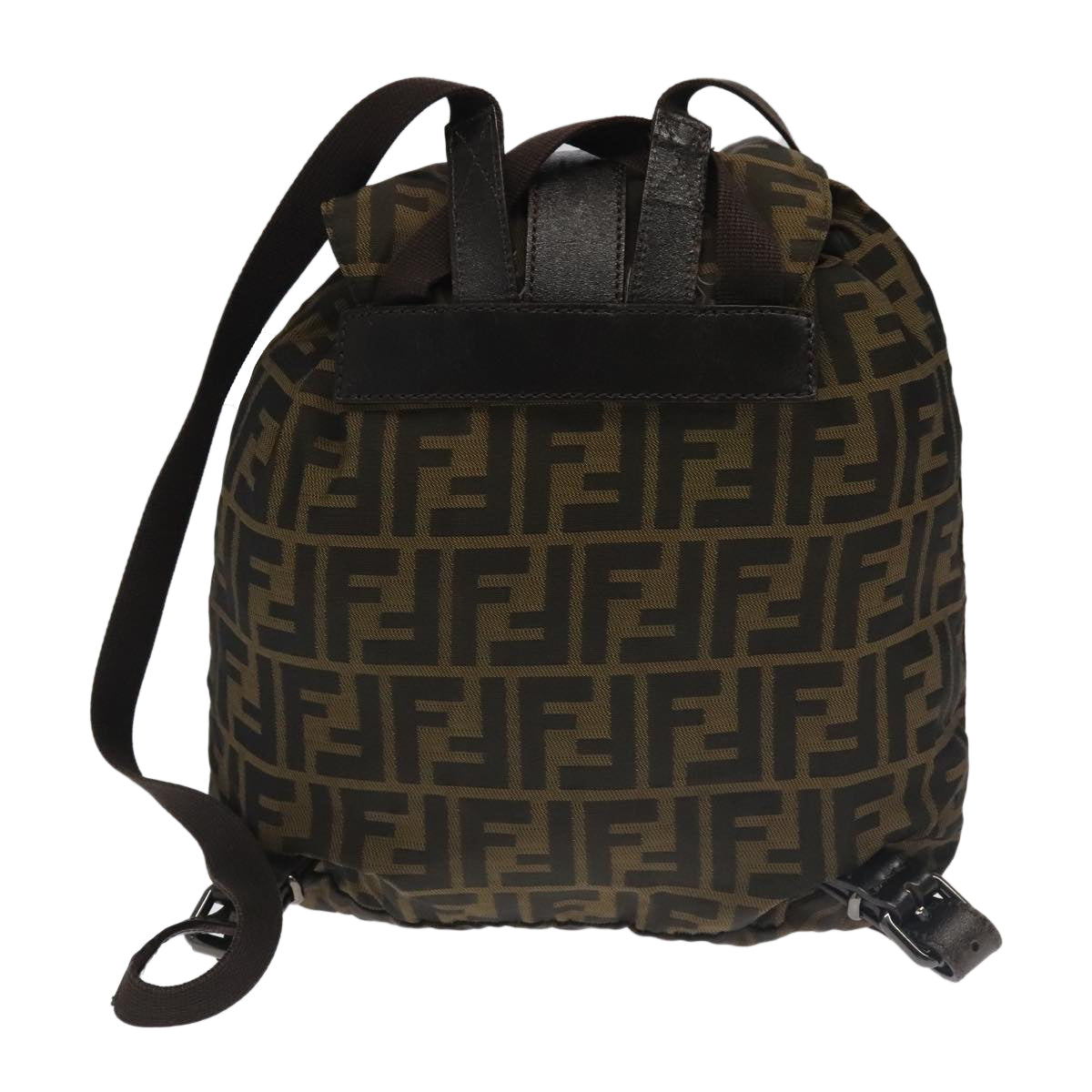 FENDI Zucca Canvas Backpack Brown Black Gold Auth 106544