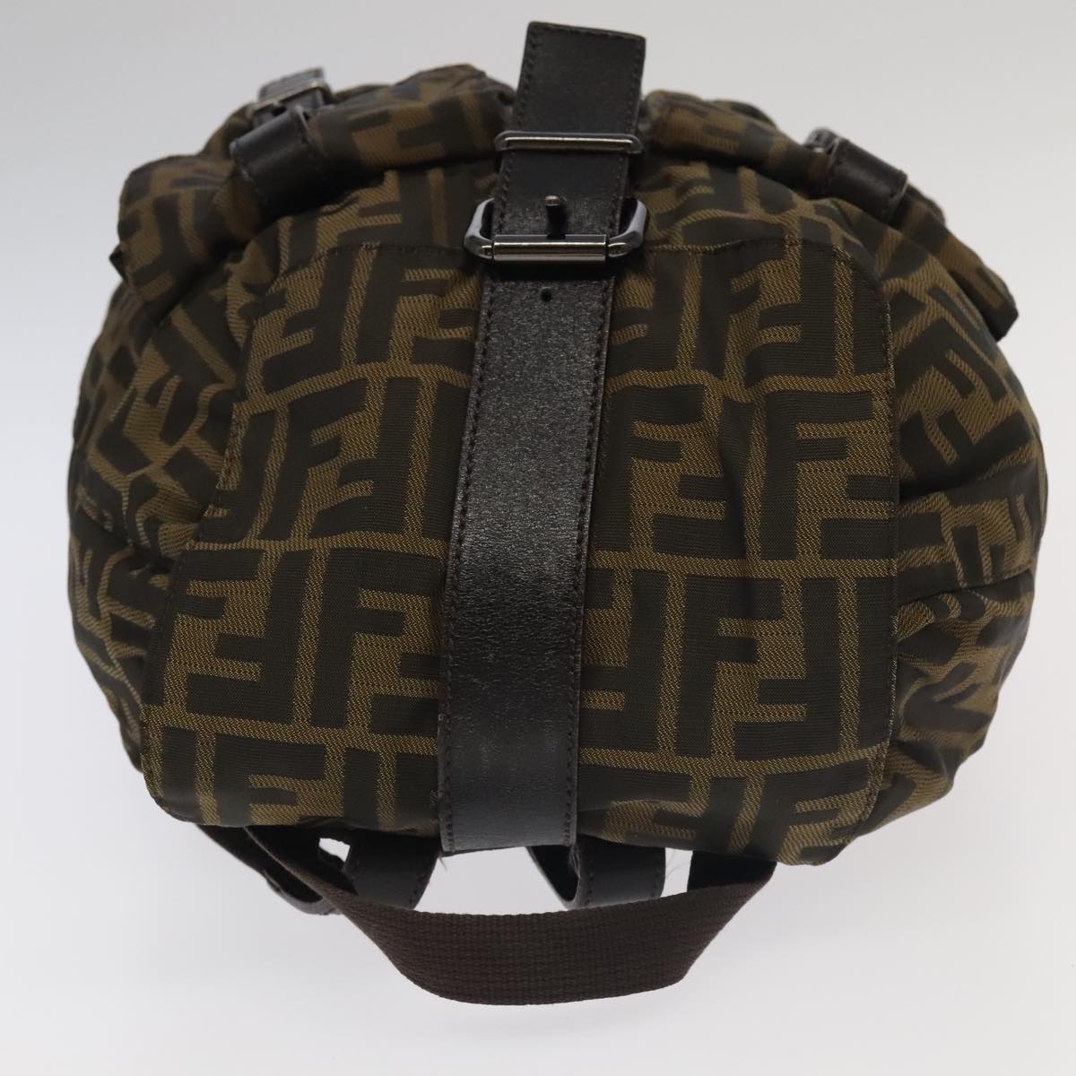 FENDI Zucca Canvas Backpack Brown Black Gold Auth 106544