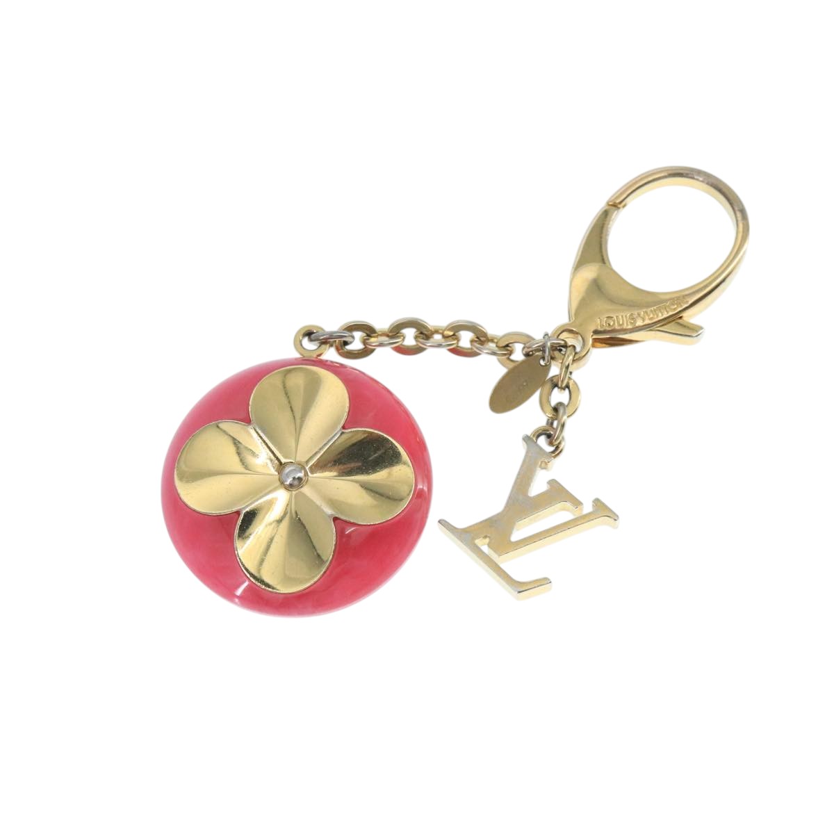 LOUIS VUITTON Hollow Flower Key Holder Gold M66975 LV Auth 106635M