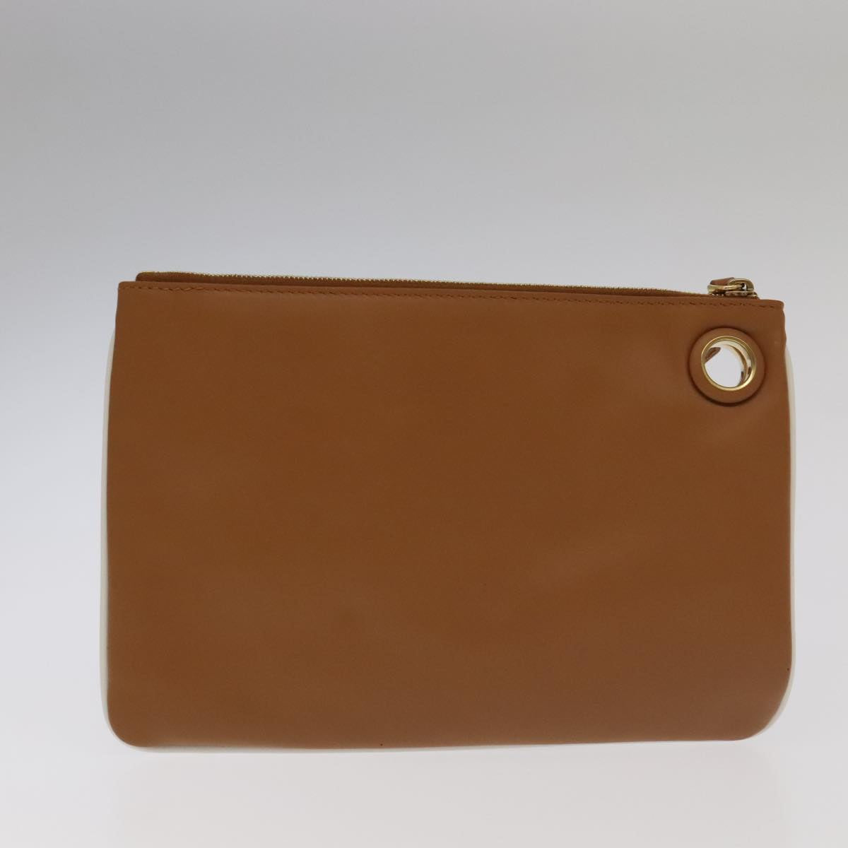 FENDI Triplet Clutch Bag Leather Brown Purple gold Auth 106719V