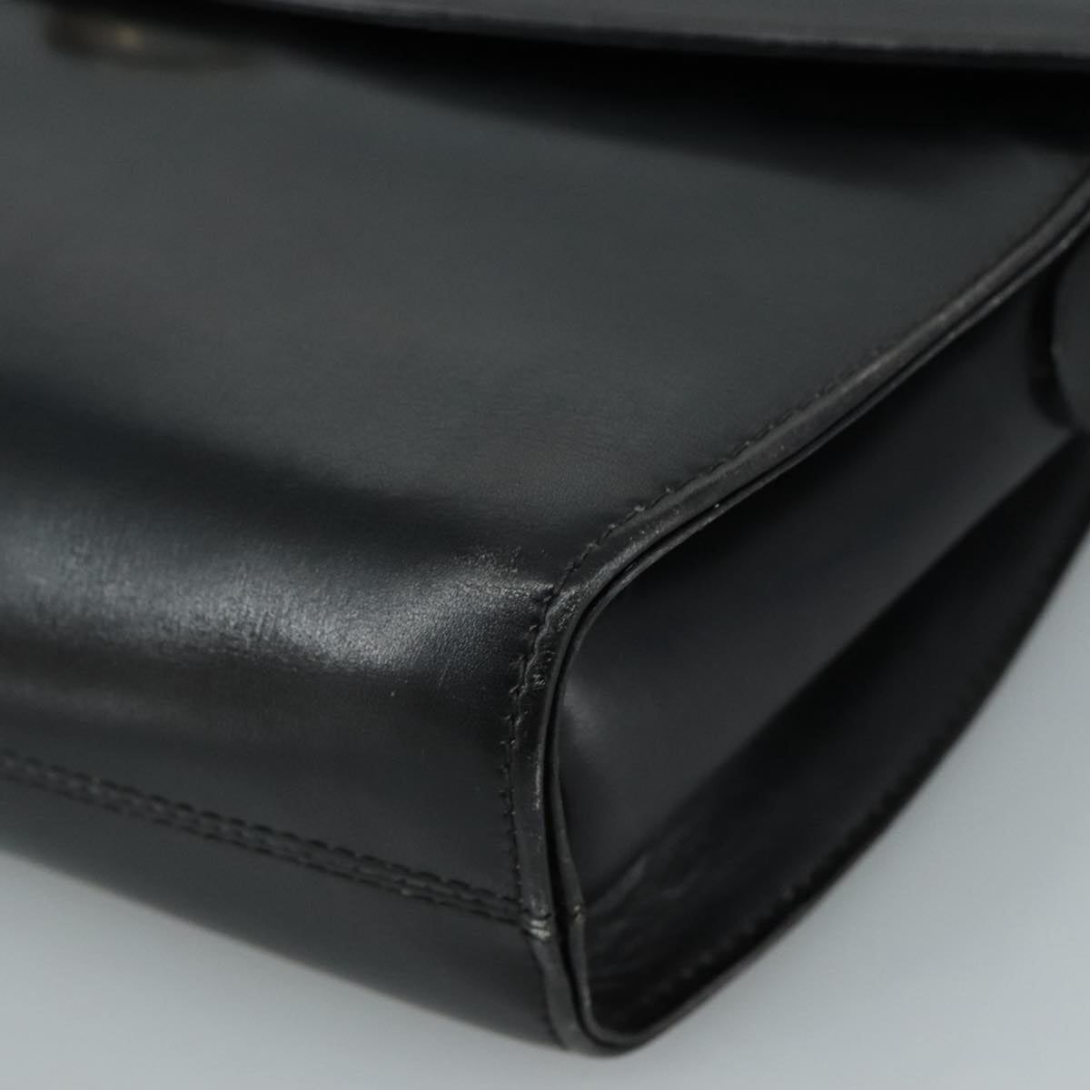 Salvatore Ferragamo Gancini Shoulder Bag Leather Black Auth 106734