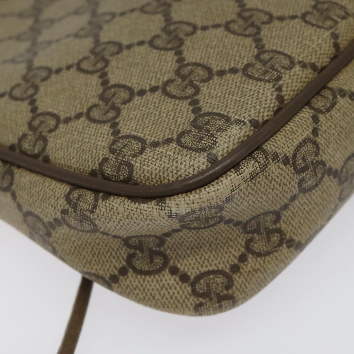 GUCCI GG Supreme Shoulder Bag PVC Leather Beige Auth 106763