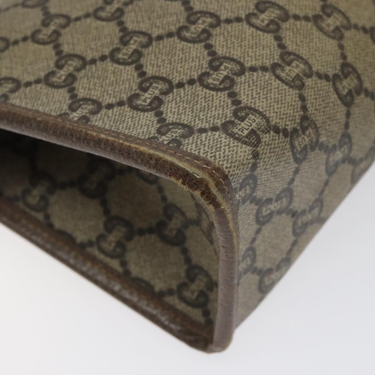 GUCCI GG Plus Supreme Clutch Bag PVC Beige Auth 106767