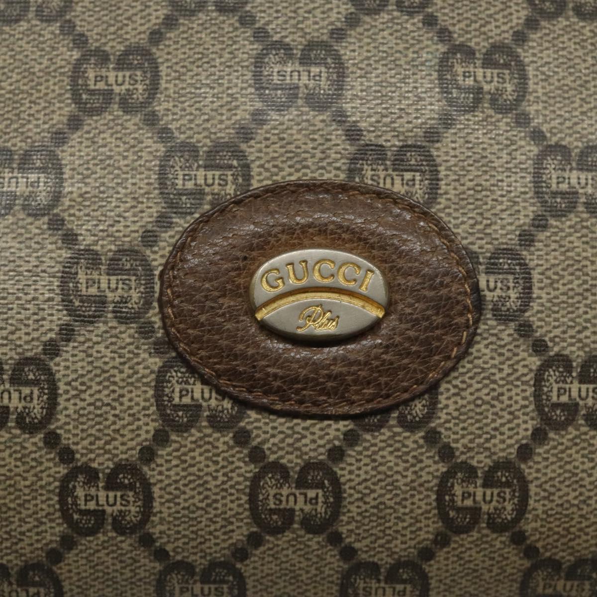 GUCCI GG Plus Supreme Clutch Bag PVC Beige Auth 106767