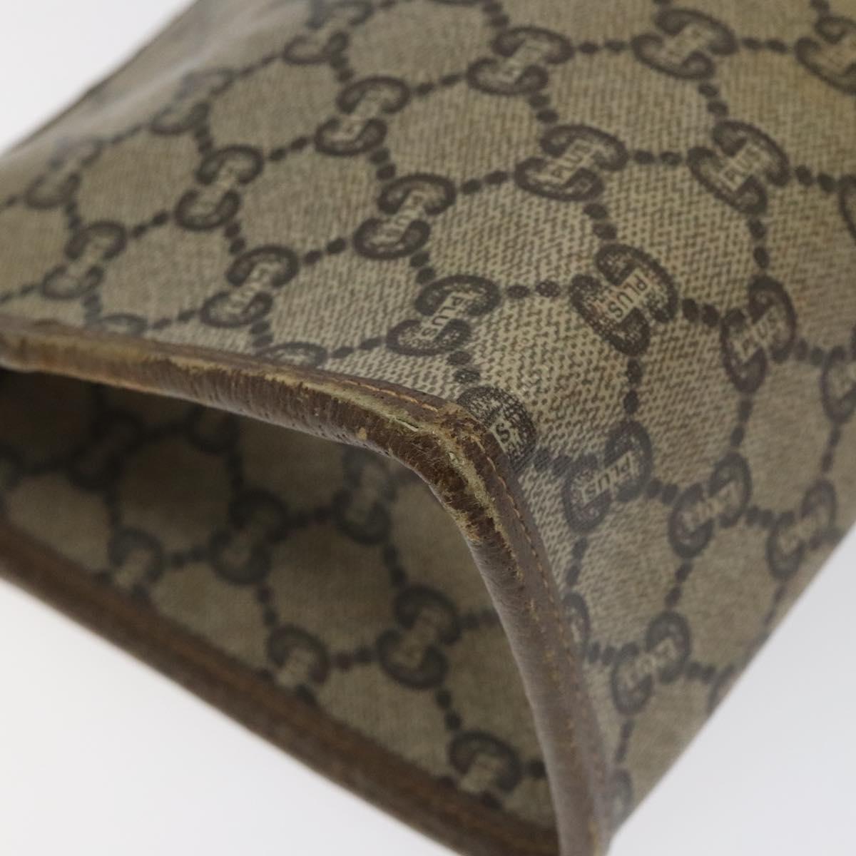 GUCCI GG Plus Supreme Clutch Bag PVC Beige Auth 106767