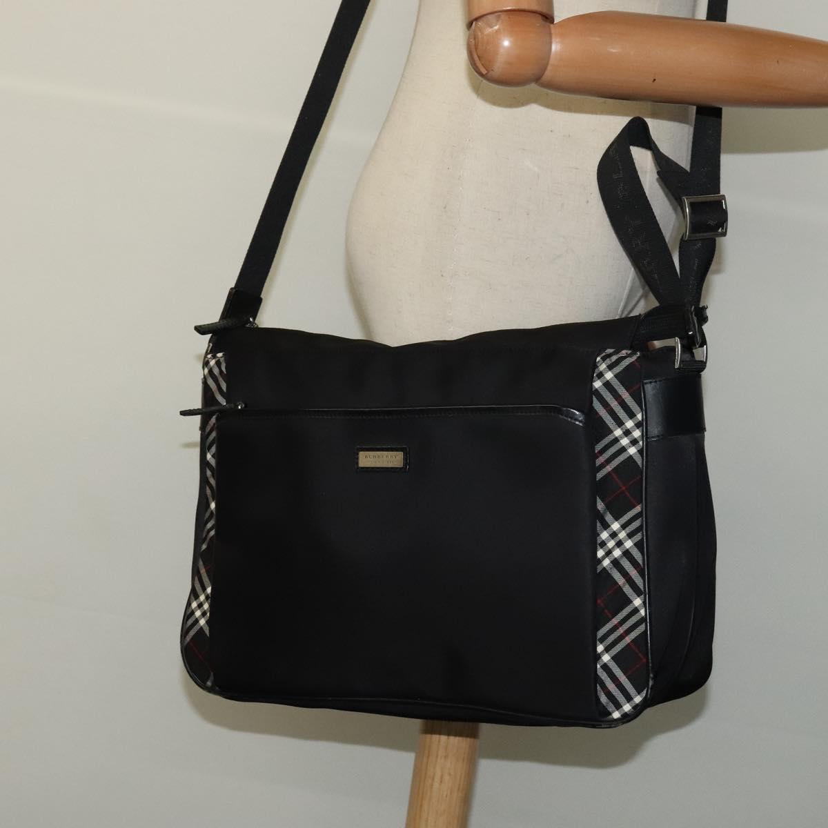BURBERRY Black label Shoulder Bag Nylon Black Auth 106773