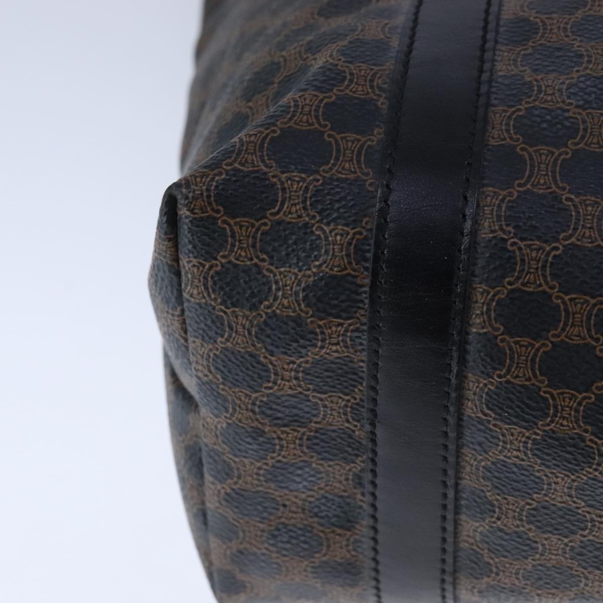 CELINE Macadam Canvas Tote Bag PVC Leather Black Gold Auth 106873V