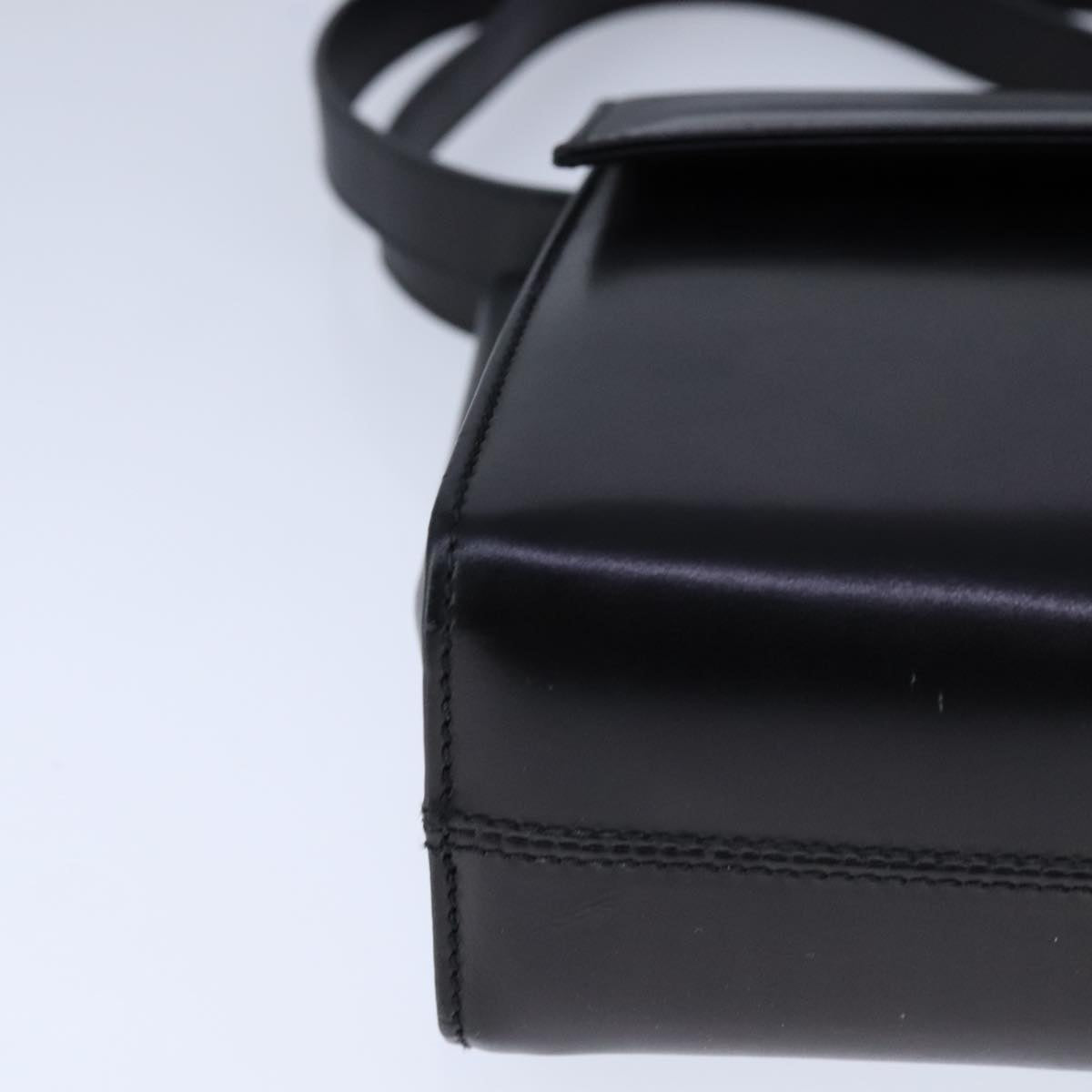 Salvatore Ferragamo Gancini Shoulder Bag Leather Black Gold Auth 106875