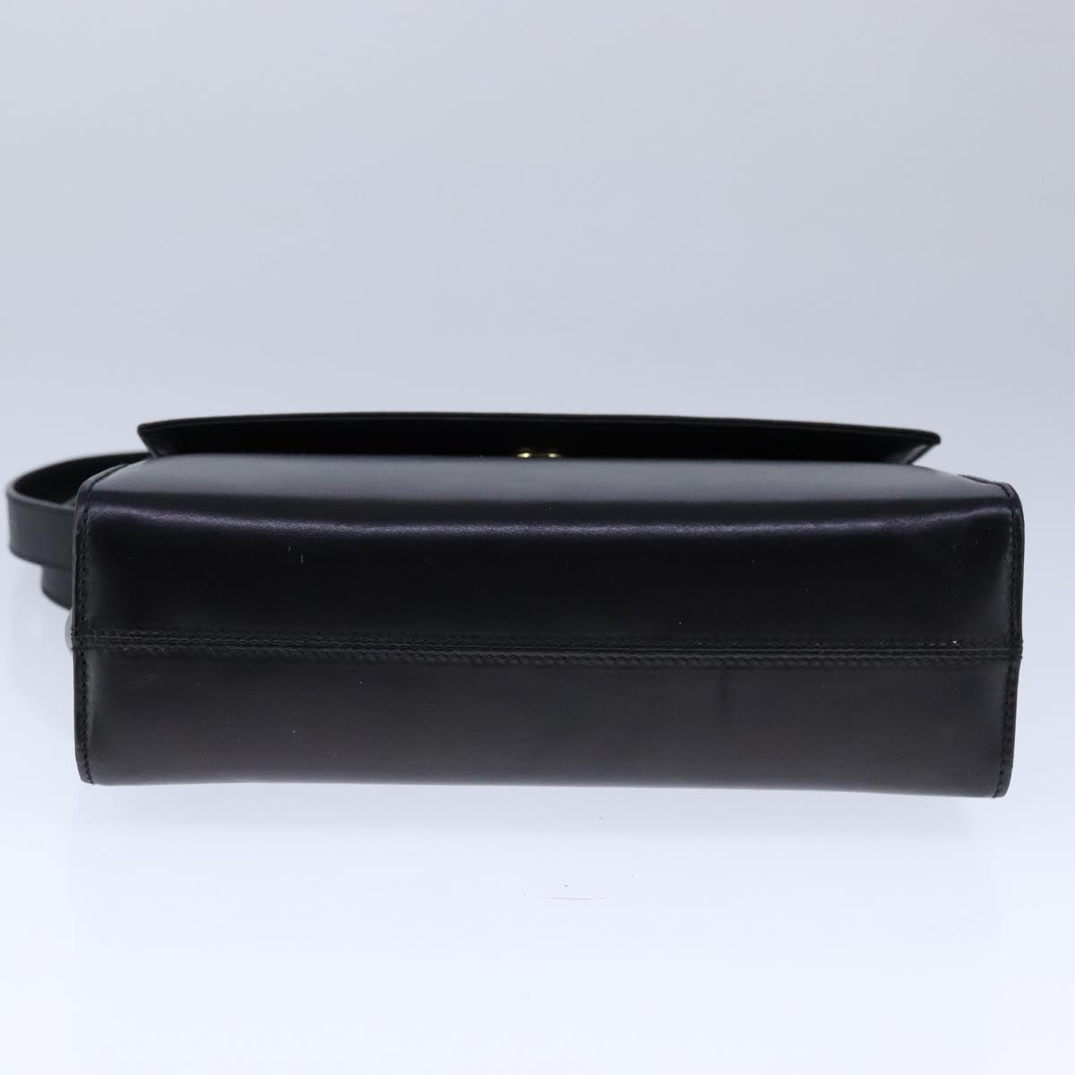 Salvatore Ferragamo Gancini Shoulder Bag Leather Black Gold Auth 106875