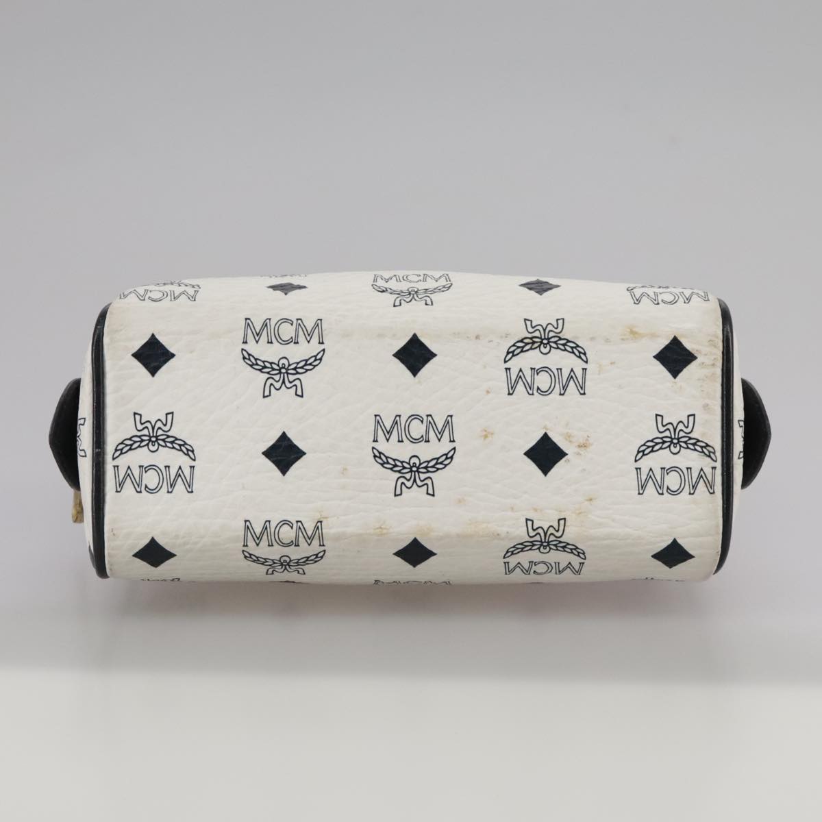 MCM Vicetos Logogram Mini Hand Bag PVC Leather White Auth 106889