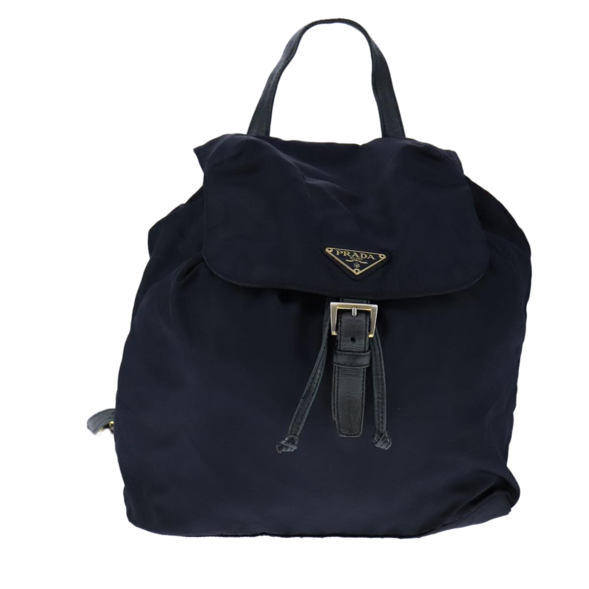 PRADA Chain Backpack Nylon Navy Gold Auth 106957