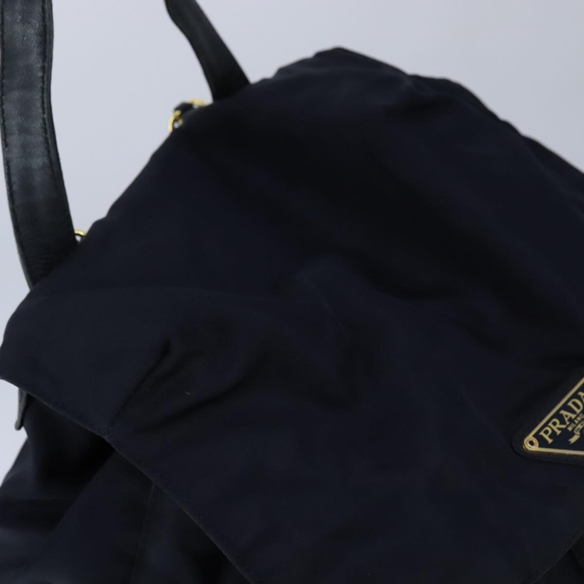 PRADA Chain Backpack Nylon Navy Gold Auth 106957