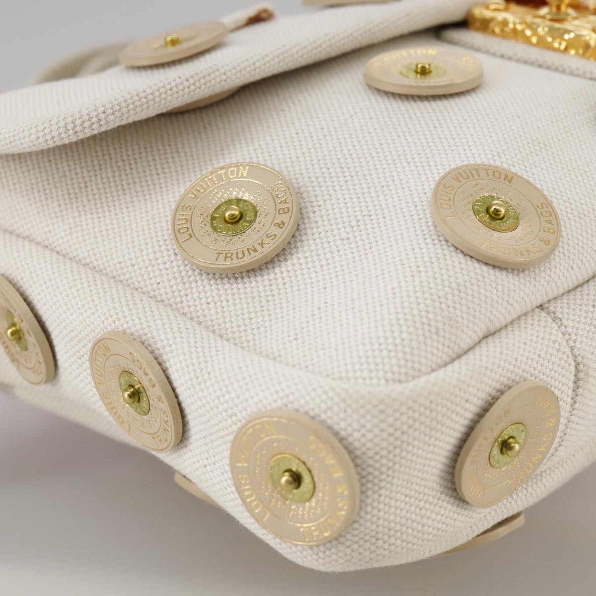 LOUIS VUITTON Tinkerbell Polka Dots Panama Bag Canvas White M95407 Auth 106959