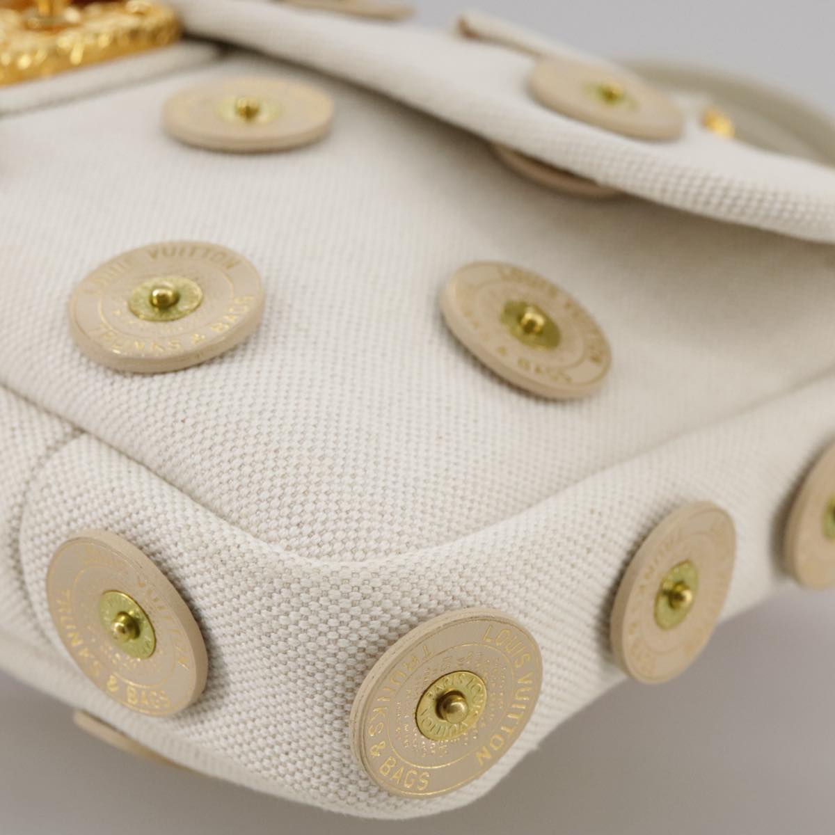 LOUIS VUITTON Tinkerbell Polka Dots Panama Bag Canvas White M95407 Auth 106959