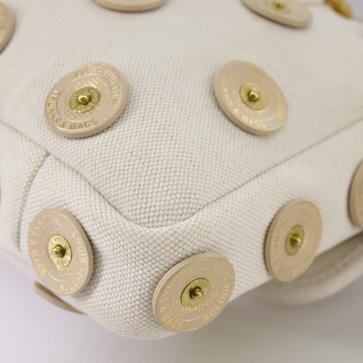 LOUIS VUITTON Tinkerbell Polka Dots Panama Bag Canvas White M95407 Auth 106959