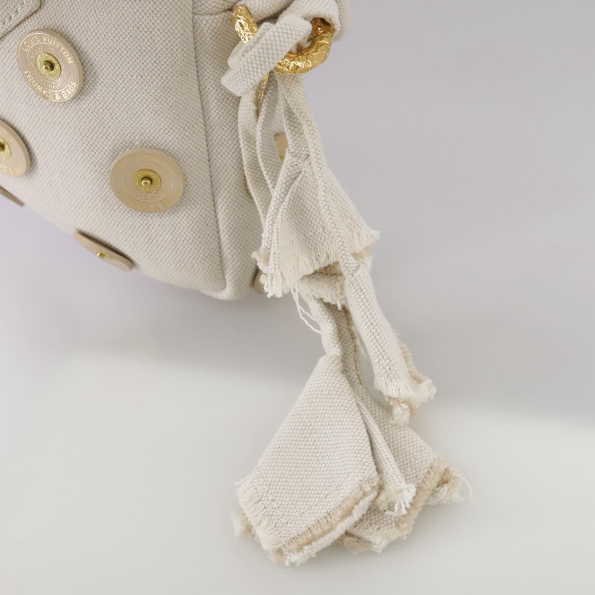 LOUIS VUITTON Tinkerbell Polka Dots Panama Bag Canvas White M95407 Auth 106959