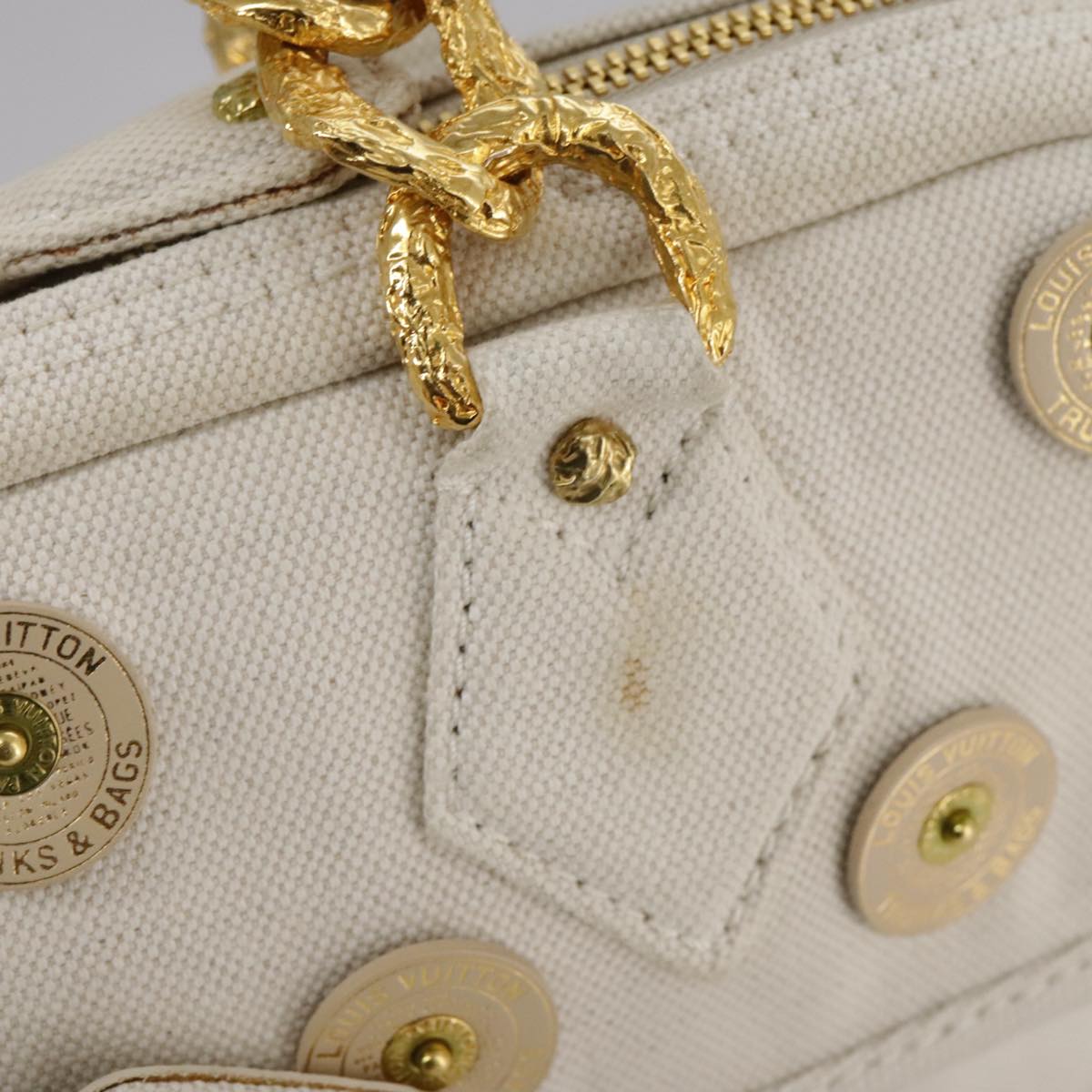 LOUIS VUITTON Tinkerbell Polka Dots Panama Bag Canvas White M95407 Auth 106959
