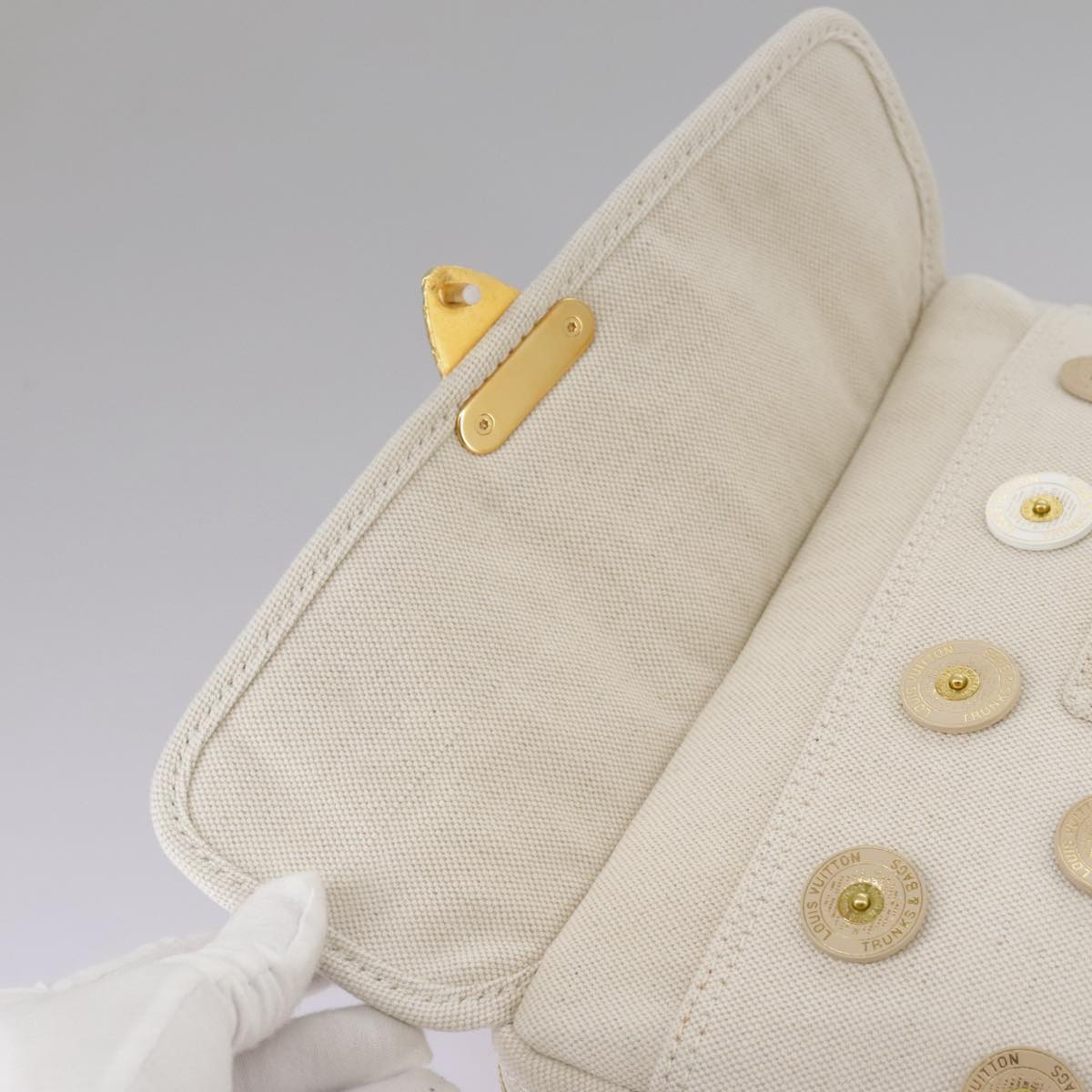 LOUIS VUITTON Tinkerbell Polka Dots Panama Bag Canvas White M95407 Auth 106959