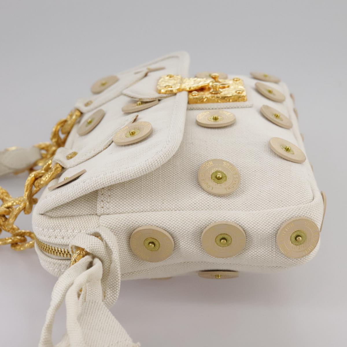 LOUIS VUITTON Tinkerbell Polka Dots Panama Bag Canvas White M95407 Auth 106959