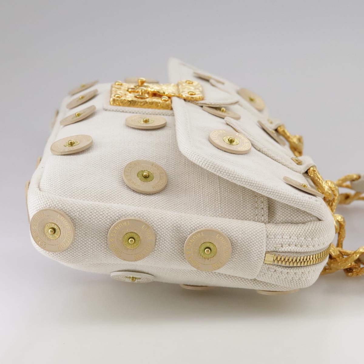 LOUIS VUITTON Tinkerbell Polka Dots Panama Bag Canvas White M95407 Auth 106959