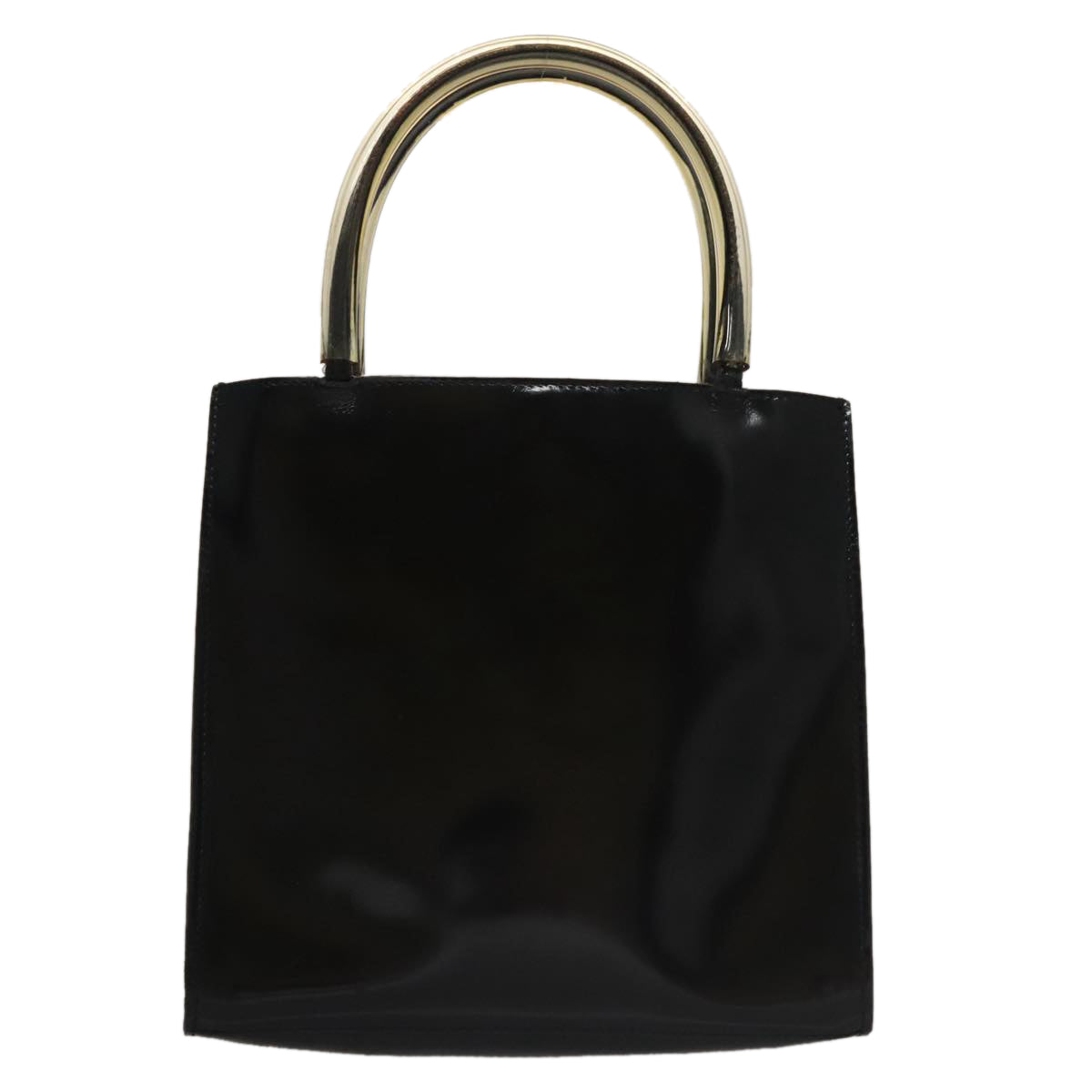 Salvatore Ferragamo Hand Bag Enamel Black Auth 107226