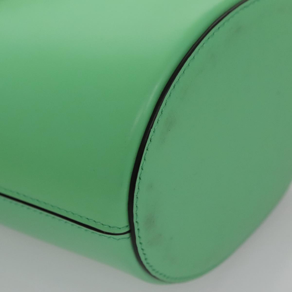 Salvatore Ferragamo Gancini Shoulder Bag Leather Green Silver Auth 107228AV