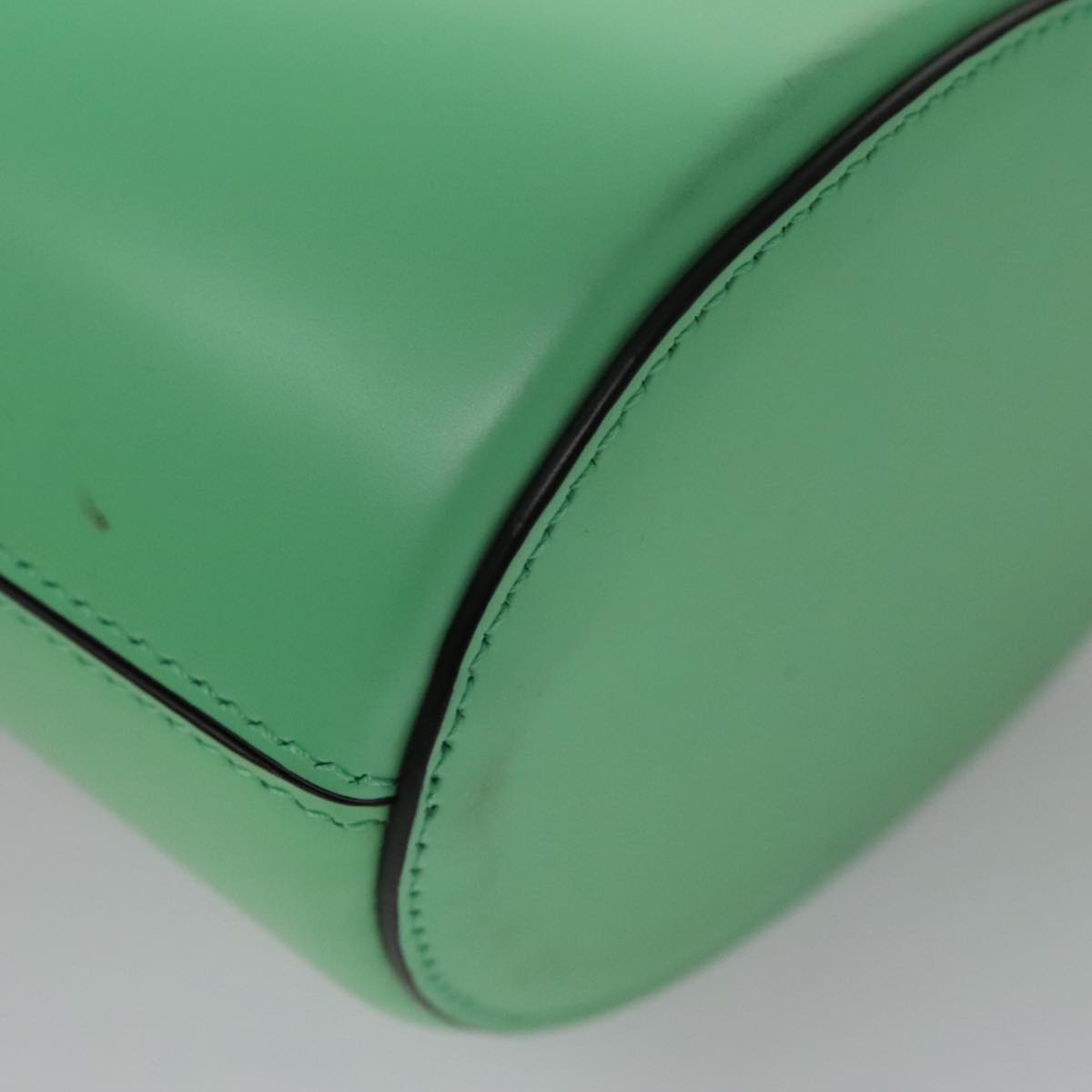 Salvatore Ferragamo Gancini Shoulder Bag Leather Green Silver Auth 107228AV