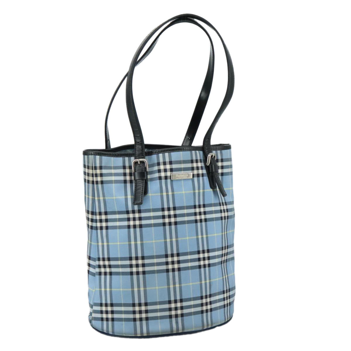 Burberrys Blue Label Nova Check Tote Bag Nylon Blue Auth 107241