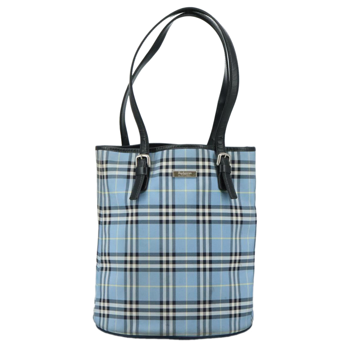 Burberrys Blue Label Nova Check Tote Bag Nylon Blue Auth 107241