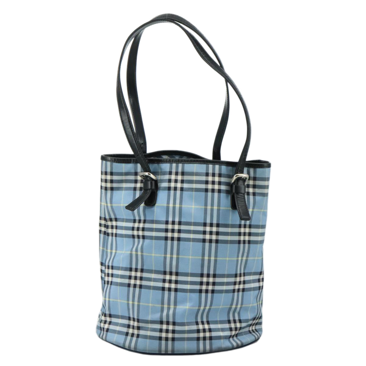 Burberrys Blue Label Nova Check Tote Bag Nylon Blue Auth 107241