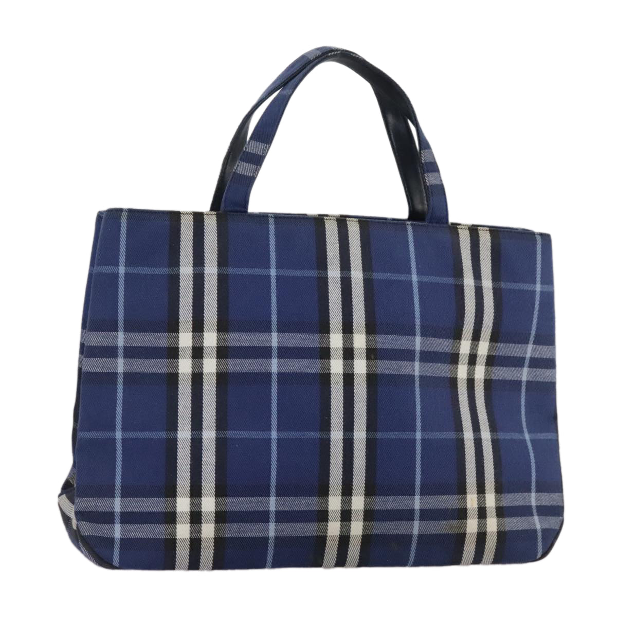 Burberrys Nova Check Hand Bag Canvas Blue Auth 107242