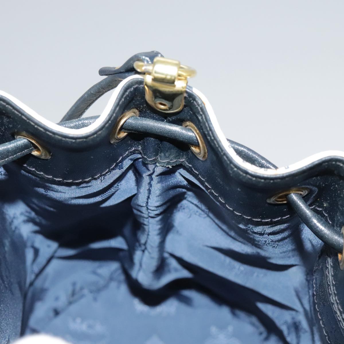 MCM Vicetos Logogram Shoulder Bag PVC Leather White Auth 107278