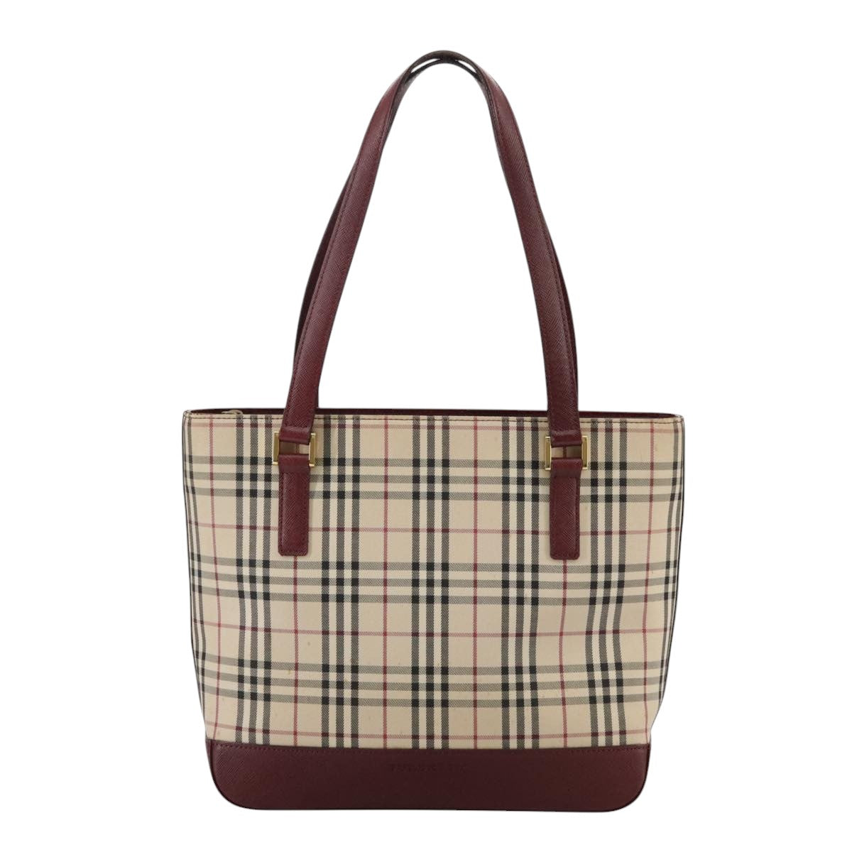 BURBERRY Nova Check Hand Bag Canvas Beige Auth 107370