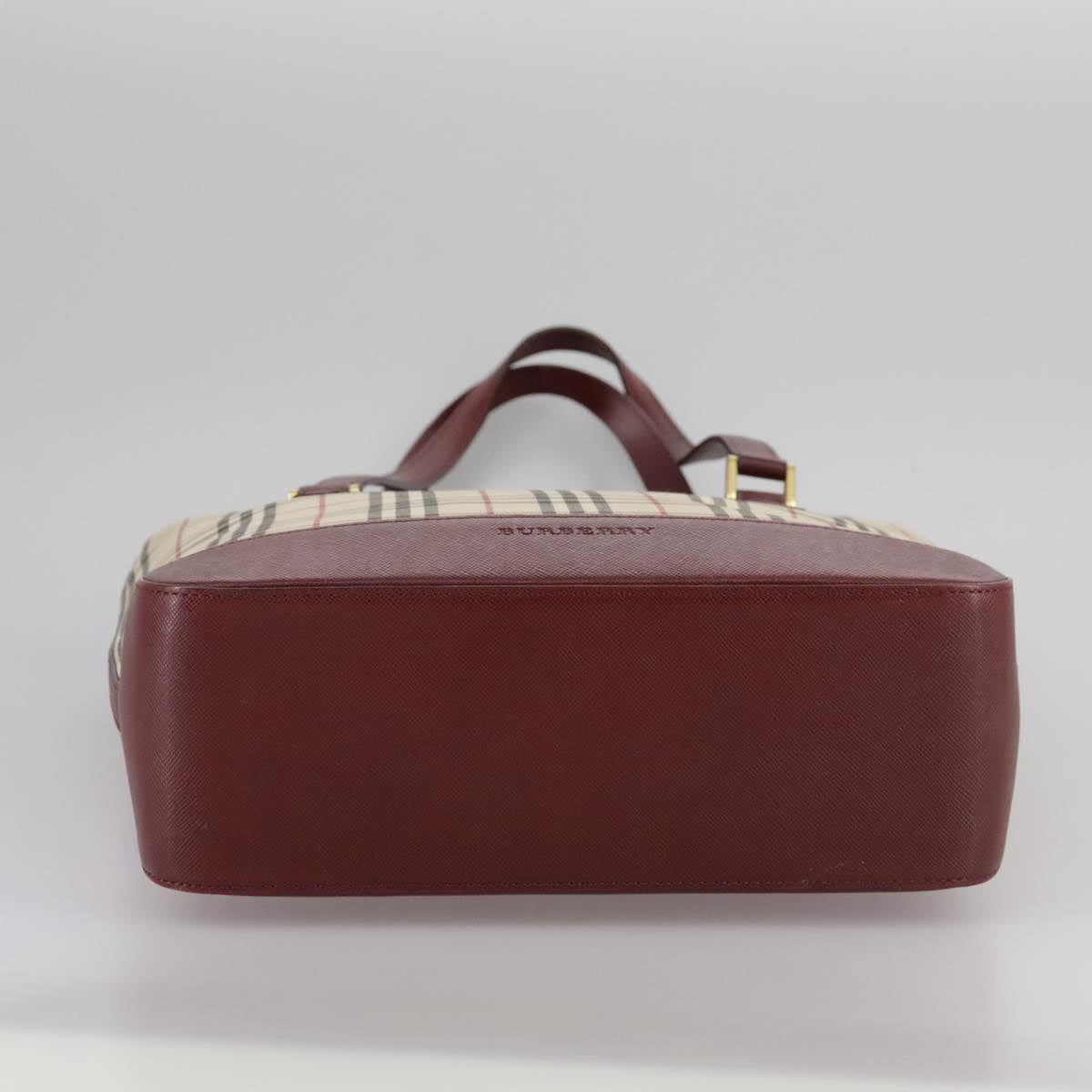 BURBERRY Nova Check Hand Bag Canvas Beige Auth 107370