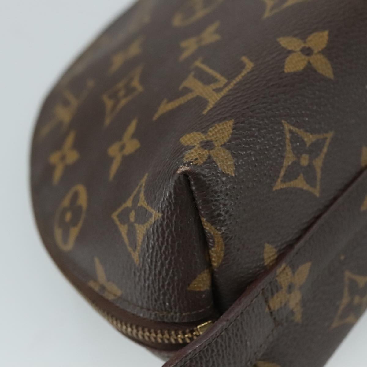 LOUIS VUITTON Monogram Trousse Demi Ronde Cosmetic Pouch M47520 LV Auth 107392