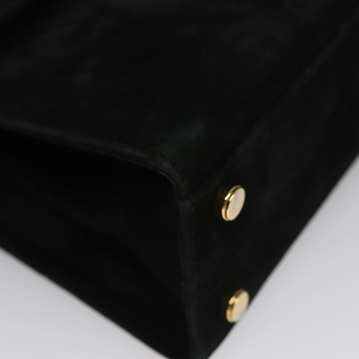 Salvatore Ferragamo Hand Bag Suede 2way Black Gold Auth 107495