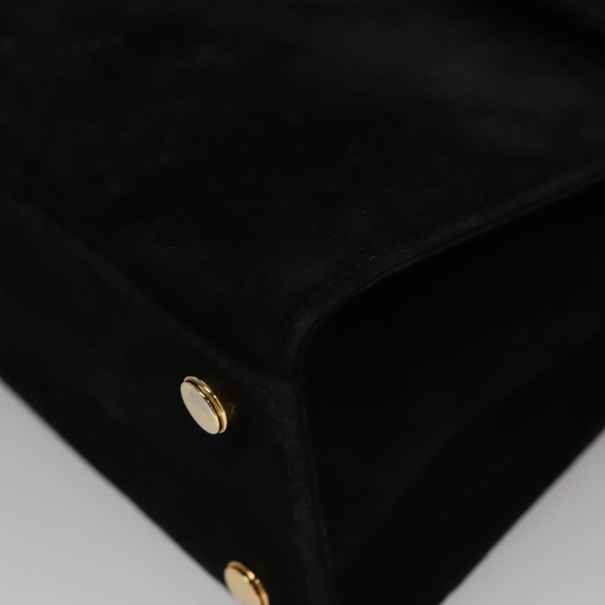 Salvatore Ferragamo Hand Bag Suede 2way Black Gold Auth 107495