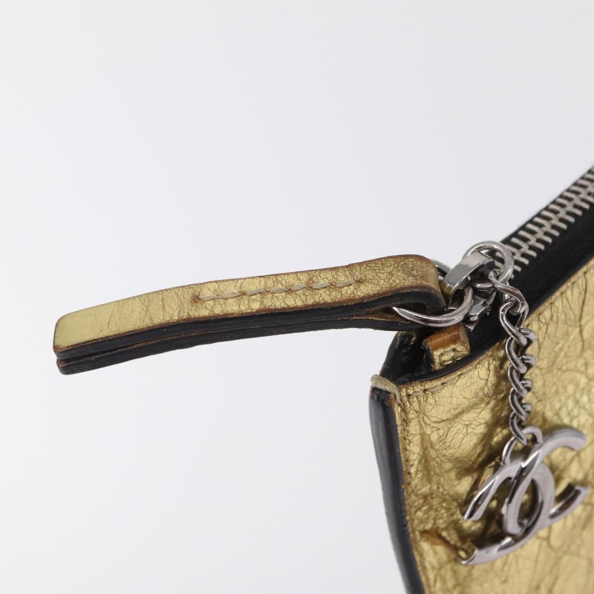 CHANEL Clutch Bag Leather Gold CC Auth 107504