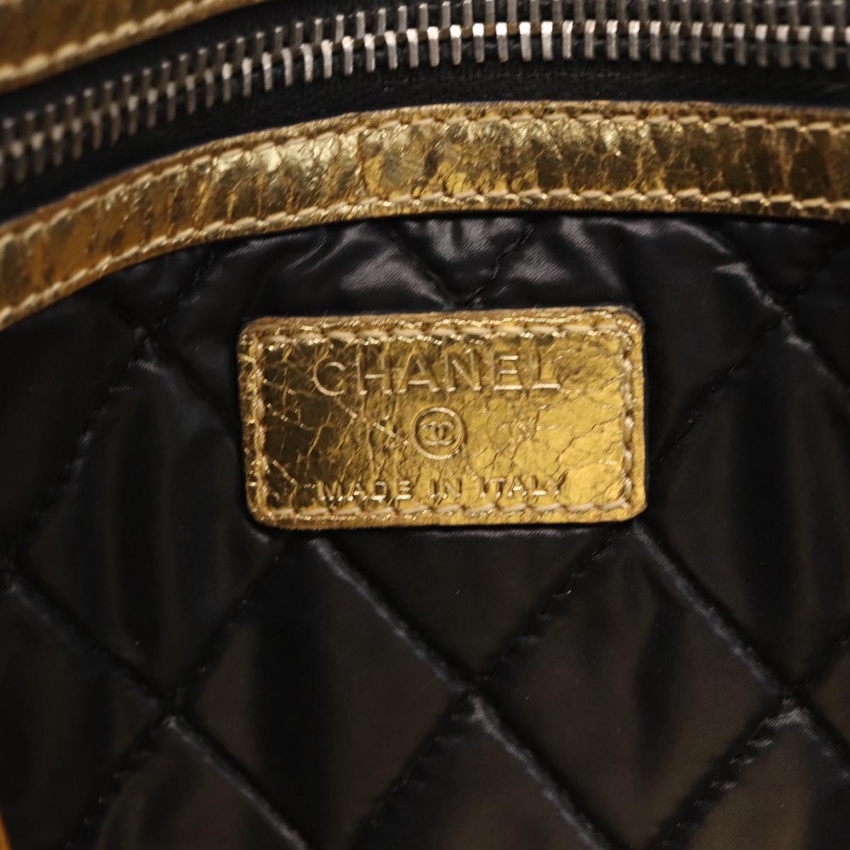 CHANEL Clutch Bag Leather Gold CC Auth 107504