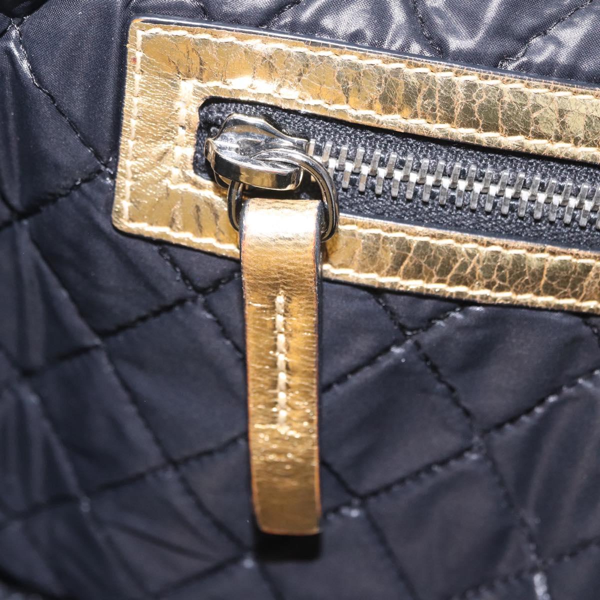 CHANEL Clutch Bag Leather Gold CC Auth 107504