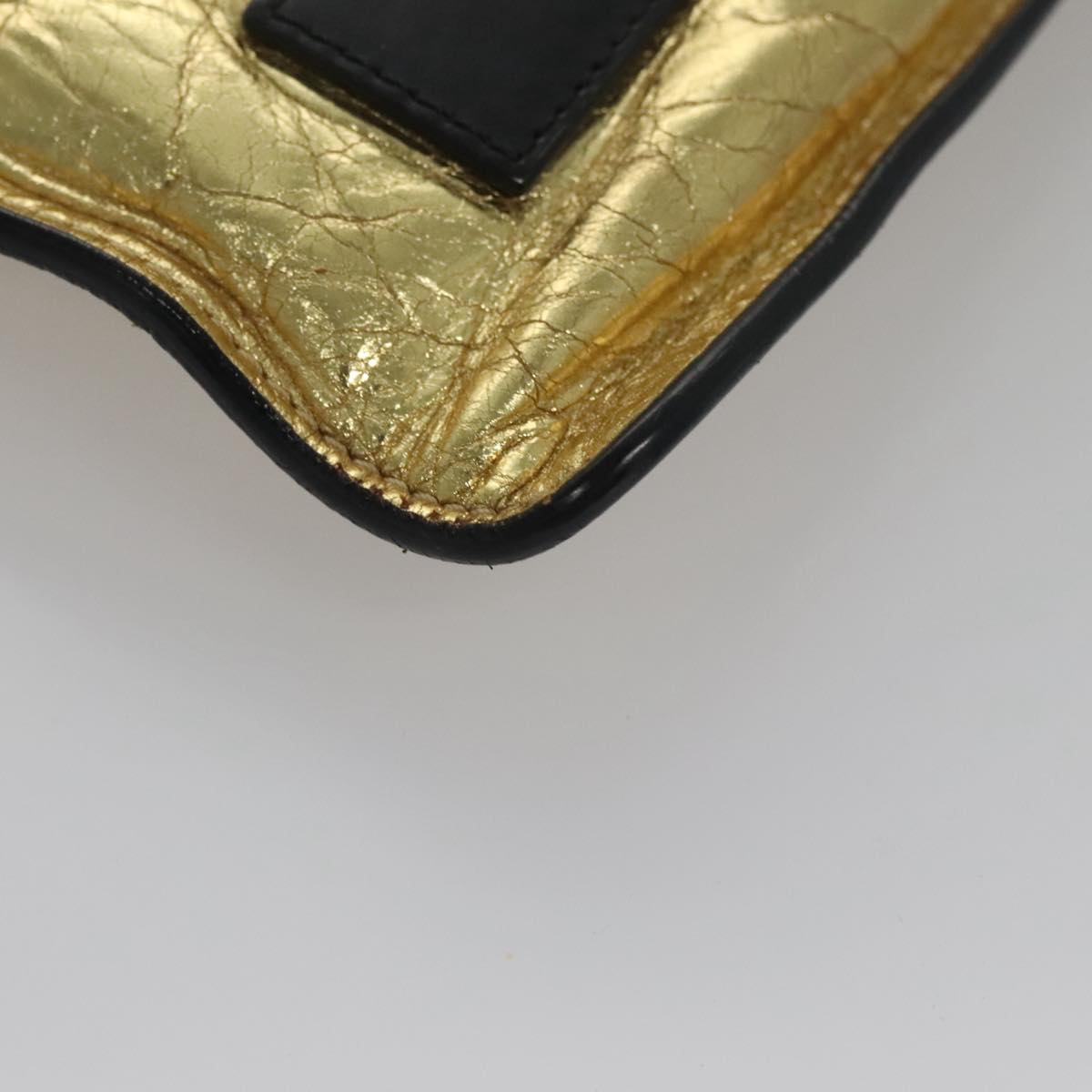 CHANEL Clutch Bag Leather Gold CC Auth 107504