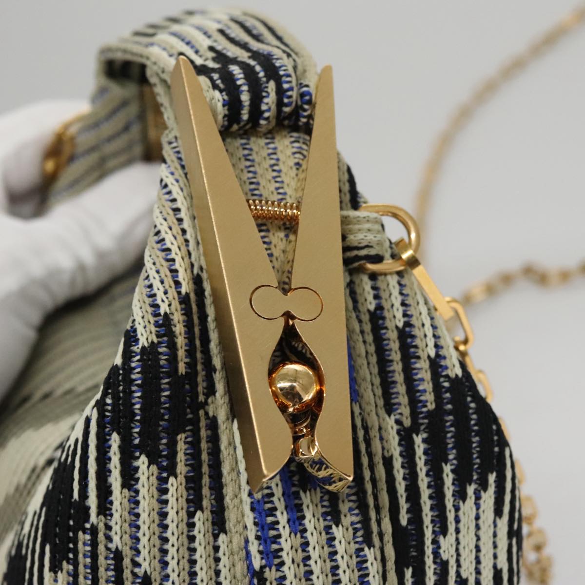 BURBERRY Mini Peg Duffle Bag Chain Hand Bag Gray Auth 107507SV