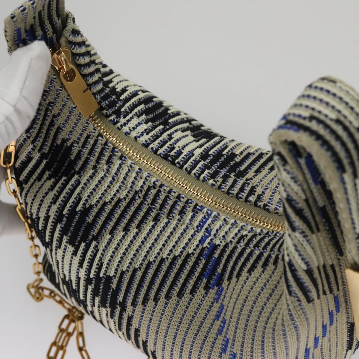 BURBERRY Mini Peg Duffle Bag Chain Hand Bag Gray Auth 107507SV