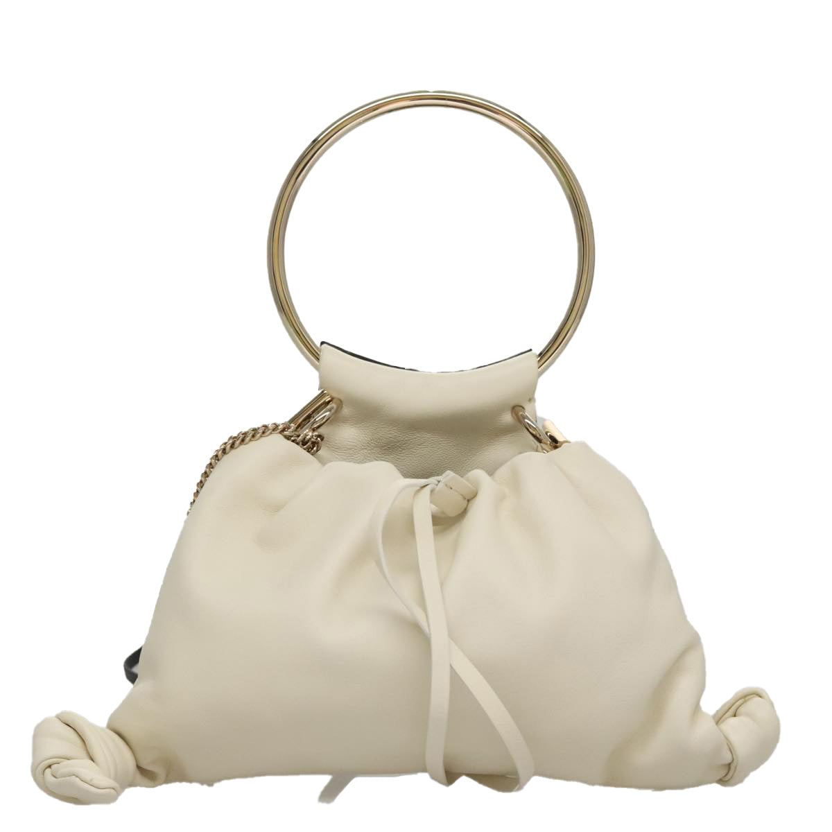 Chloe Arlin Hand Bag Leather 2way White Black Auth 107511V