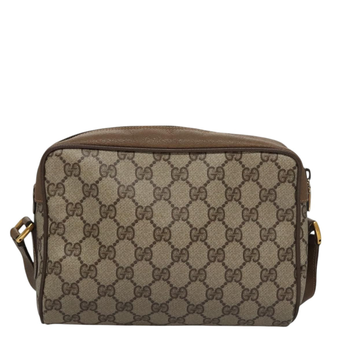 GUCCI GG Supreme Web Sherry Line Shoulder Bag PVC Beige Green Red Auth 107529