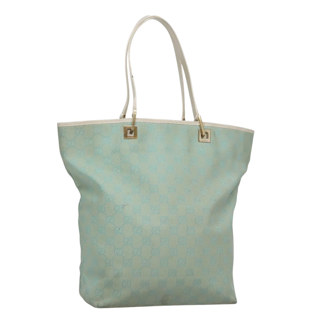 GUCCI GG Canvas Tote Bag Peppermint White Auth 107568
