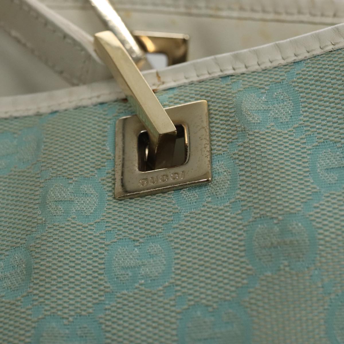 GUCCI GG Canvas Tote Bag Peppermint White Auth 107568