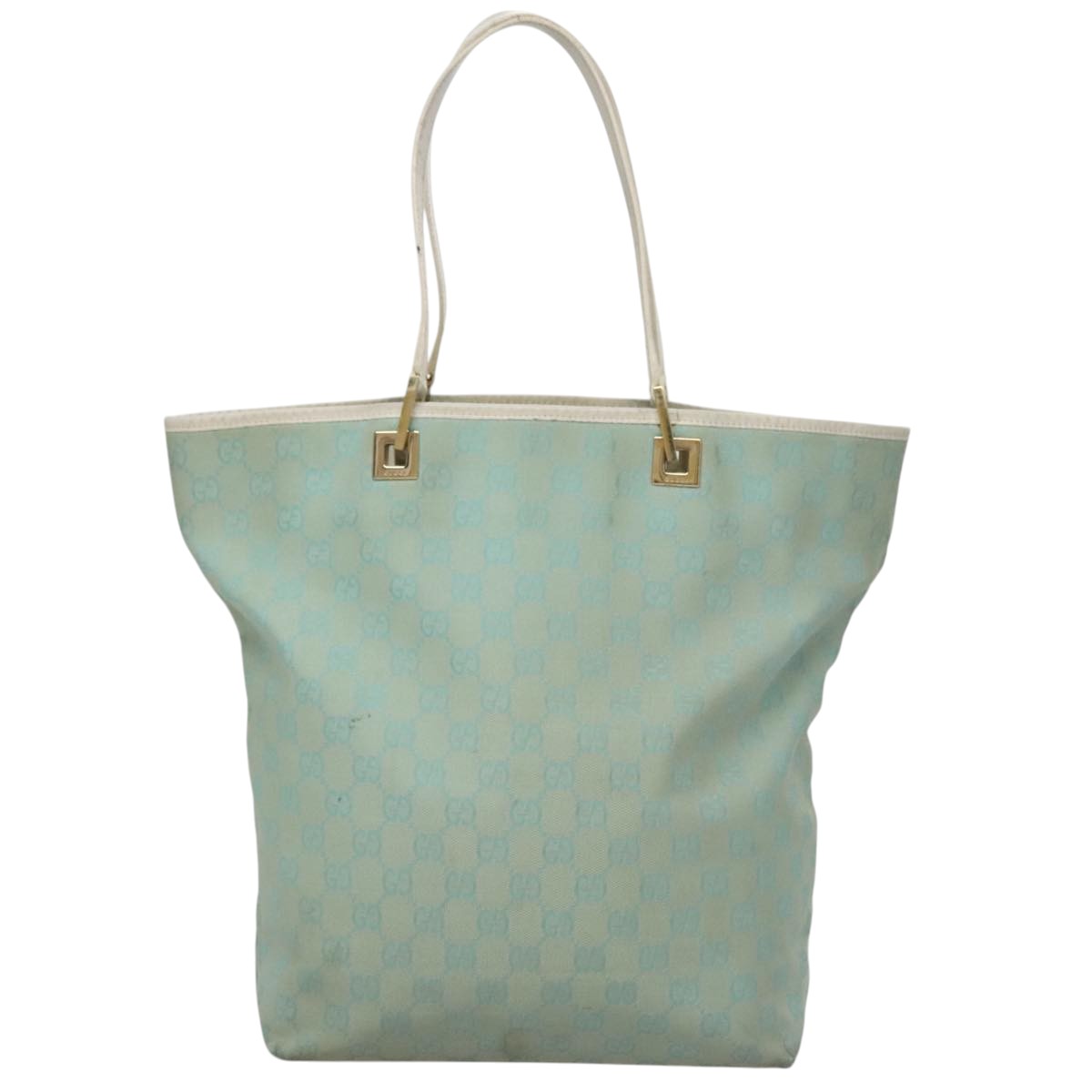 GUCCI GG Canvas Tote Bag Peppermint White Auth 107568